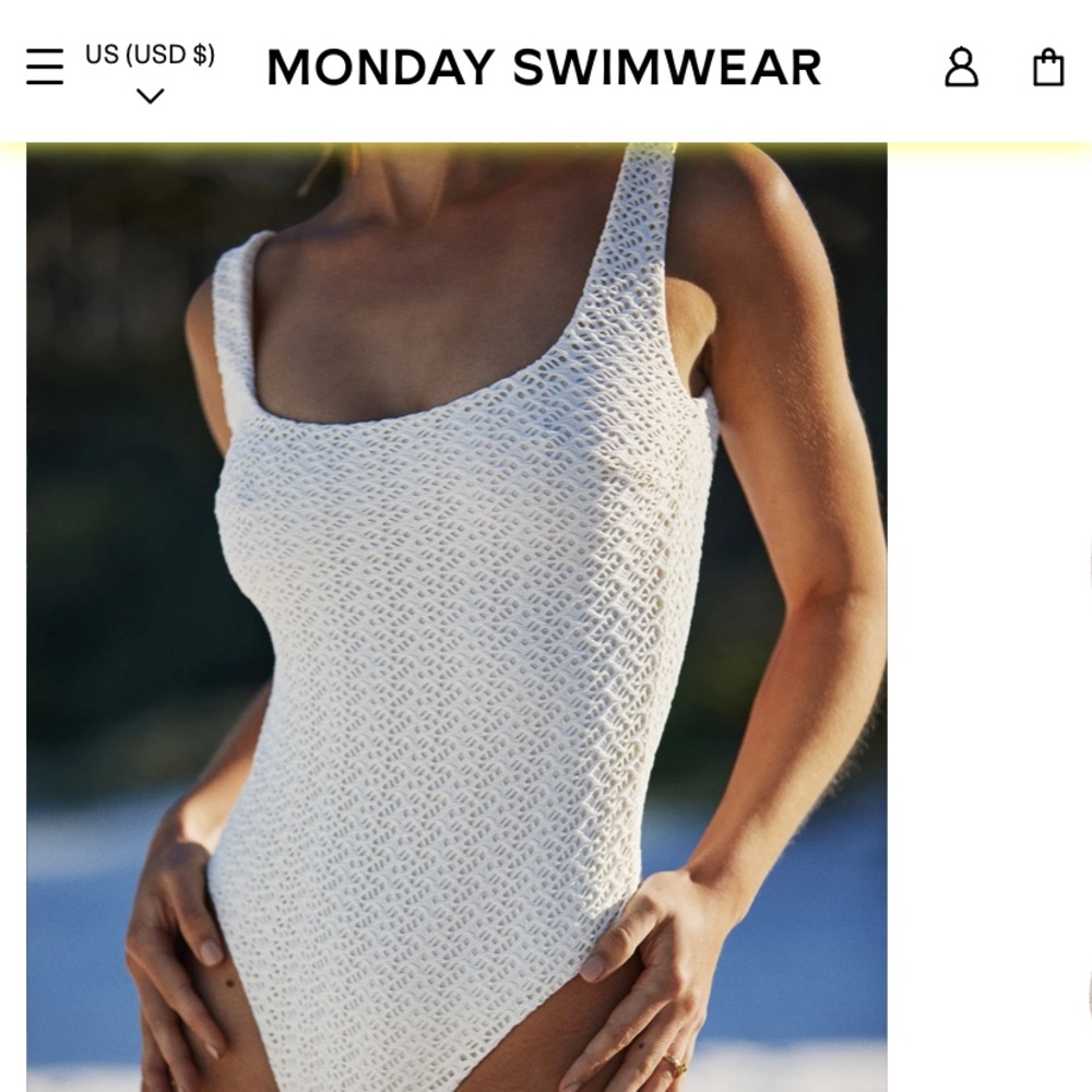 Monday Swimwear Ivory Crochet One Piece